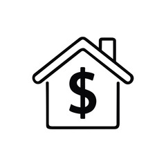 Vector art of simple line art icon of a house with a dollar sign inside