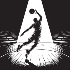 Basketball Player Jumping Silhouette Vector Icon © lubed