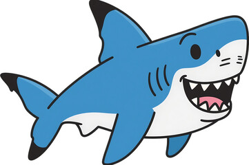Fototapeta premium Cartoon shark with a big smile for kids and design projects