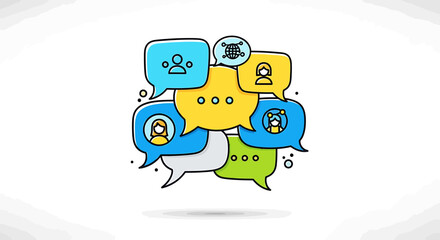 AI-Powered Community Vector Illustration of Social Media Interaction with People