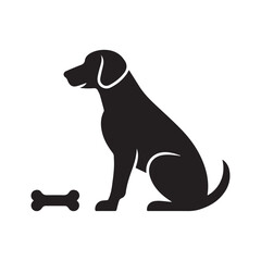 Dog with Bone Silhouette Vector Logo