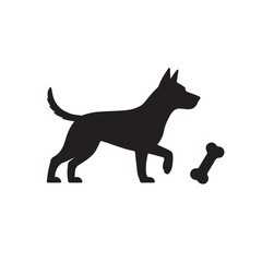 Dog with Bone Silhouette Vector Logo