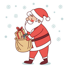 Festive santa claus arriving on a clean white background