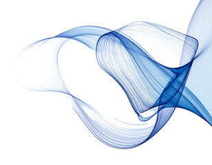 Blue ribbon swirls gently across a black background, creating a flowing, abstract design with depth and transparency