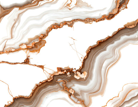 Brown and white swirling abstract, resembling geological formations or flowing liquid, against a dark background