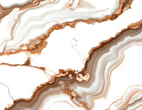 Brown and white swirling abstract, resembling geological formations or flowing liquid, against a dark background