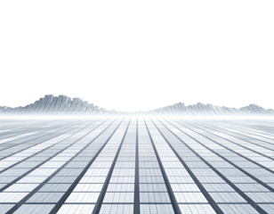 Abstract perspective. A grid extending to horizon line against a dark expanse above