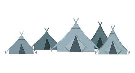 A collection of blue gray teepee tents illustration.