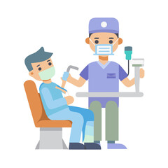 Dentist working on patient in dental clinic during check-up  