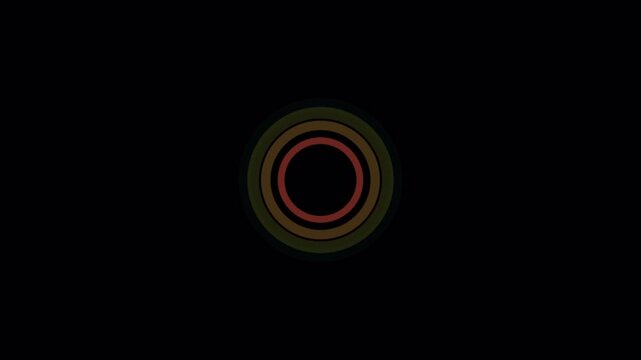 Pulsating Neon Rings Expand and Contract on Dark Abstract Background