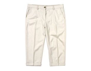 Formal neutral-toned trousers with pleated front and rolled-up cuffs