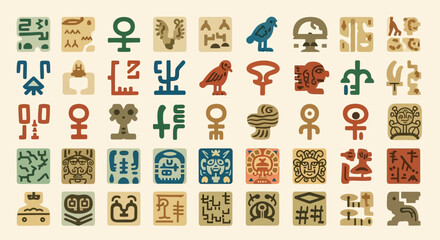 Collection of ancient Egyptian hieroglyphs and symbols.