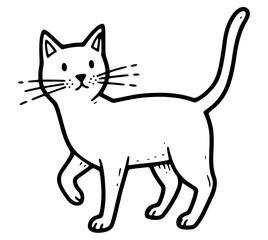 A cute cat, a simple and charming line art drawing of a feline friend