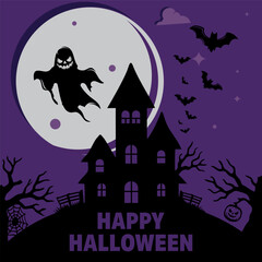 Happy Halloween silhouette vector logo illustration