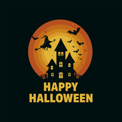 Happy Halloween silhouette vector logo illustration