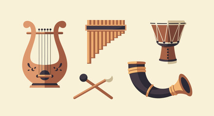 Collection of Diverse Musical Instruments from Different Cultures.