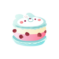 Bunny Macaron Vector | Cute Kawaii Animal Dessert Clipart, Pastel Rabbit Cookie Illustration for Stickers and Bakery Design
