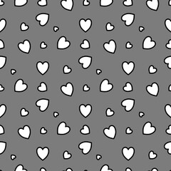 Black and white hearts seamless pattern 