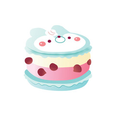 Bunny Macaron Vector | Cute Kawaii Animal Dessert Clipart, Pastel Rabbit Cookie Illustration for Stickers and Bakery Design
