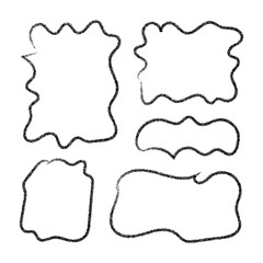 Crayon sketch frame collection with wavy, scalloped, and curly edges, abstract doodle borders for minimalist design projects, invitation cards, logo backgrounds, and modern decorative layouts.