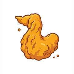 Crispy Fried Chicken Wing Nugget Cartoon Isolated Illustration