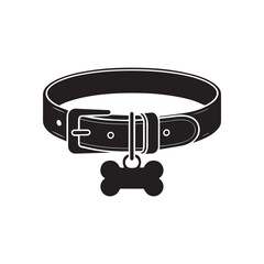 Dog Collar and Bone Tag Icon Vector Silhouette