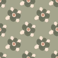 Boho florals hand drawn seamless pattern 