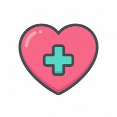 Obraz premium A pink heart icon with a green medical cross inside, symbolizing health, care, and love