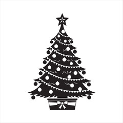 Festive christmas tree silhouette for holiday advertising and banners