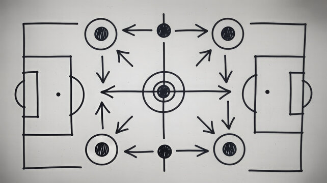 Diagram of soccer formations and player movement  - Powered by Adobe