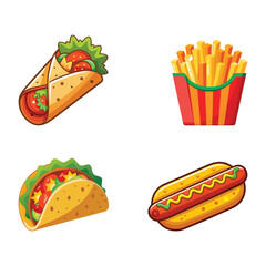 Assortment of fast food items