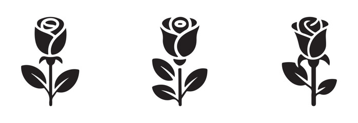 Rose icon set, Nature, gardening, love, design element, beautiful rose flower drawing, vector illustration eps 10.