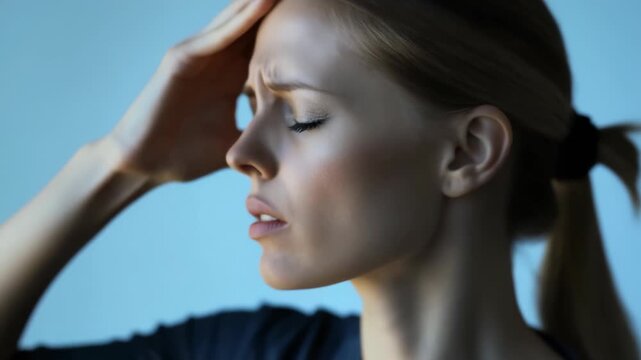 Balance loss scene: Woman confronts vertigo sign, inner chaos, postural sway, wellness crack, health jolt, medical angle, emotional stir, physical blur, mental storm, stability threat, focus lapse