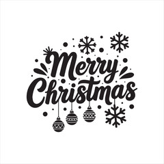Festive merry christmas text with transparent background for holiday designs
