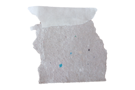 Torn recycled kraft paper note with masking tape on transparent background, ripped handmade paper texture for collage, journaling, scrapbooking, vintage stationery, and creative design mockups