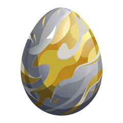 Decorated painted egg with metallic foil effect