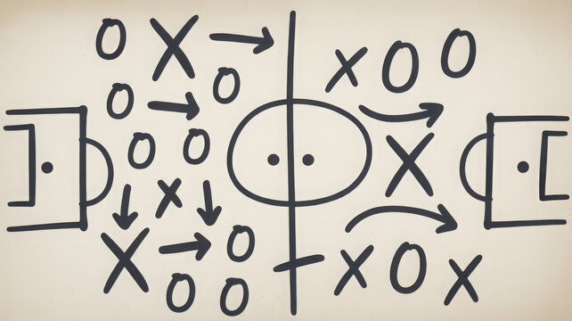 Soccer strategy diagram with xs and os on a field 