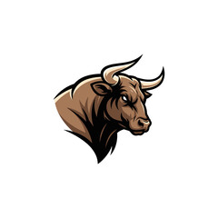 Angry Bull side view face icon logo flat vector design