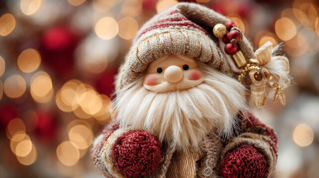 Santa Claus and Christmas ornaments creating a cheerful holiday atmosphere