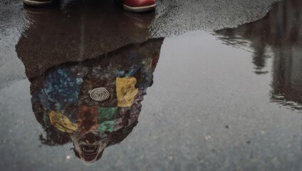 Reflections in a Puddle - An Abstract Urban Scene.