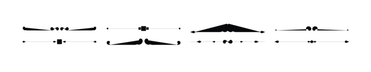 Calligraphic Ornamental divider collection. Decorative borders and dividers collection with elegant swirls and ornate designs for various creative projects, vector illustration.