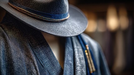 Japanese indigo haori styled with French couture hat