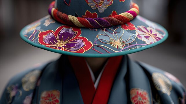 Japanese haori jacket styled with Peruvian colorful hat