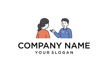 Customer and Employee Interaction Illustration Featuring Woman and Man in Conversation