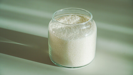 Glass Jar with White Sugar