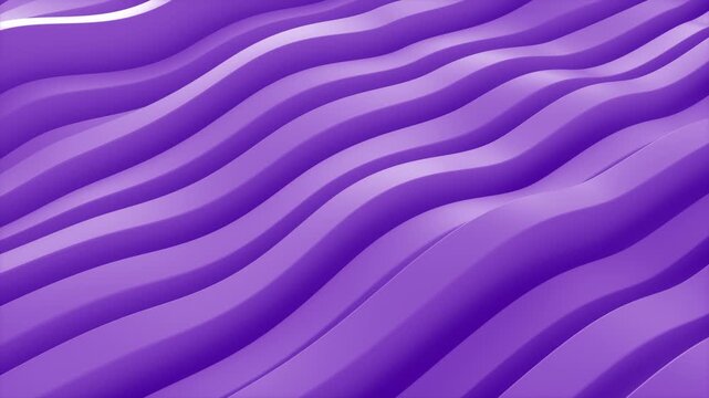 Dynamic purple backdrop with undulating parallel lines and flowing geometric shapes, seamless looping wave pattern for modern visuals. 3d loop animation 4k