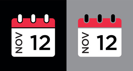 calendar - November 12 icon illustration isolated vector sign symbol