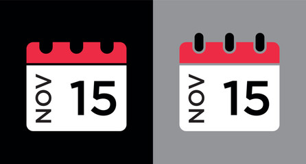 calendar - November 15 icon illustration isolated vector sign symbol