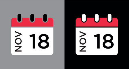 calendar - November 18 icon illustration isolated vector sign symbol