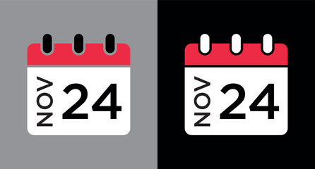 calendar - November 24 icon illustration isolated vector sign symbol